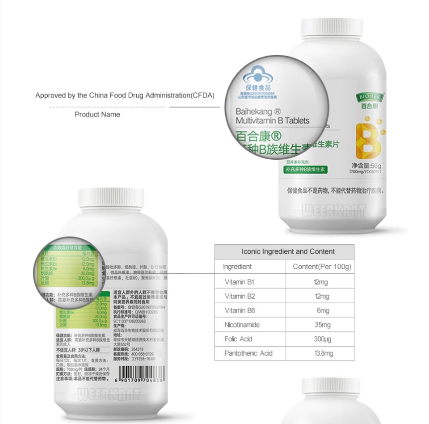 Китайский комплекс витамина B1 B2 B5 B6 доступен на Алиэкспресс